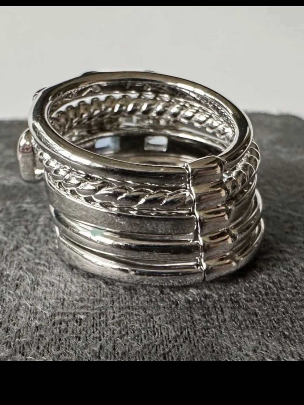 David YURMAN, Sterling Silver Stax Ring Set Hampton/Light Blue Main Gemstones - Picture 2 of 4
